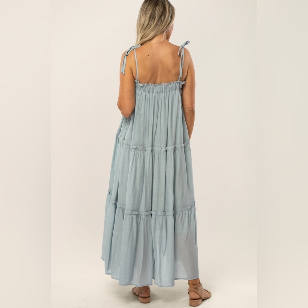 Pinkblush gauzy tie strap tiered maxi dress nwot - Picture 3 of 5